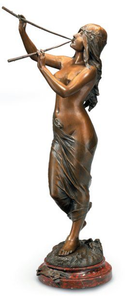 DROUOT Muse des bois Sculpture en bronze à patine brune Fonte d'édition ancienne&hellip;
