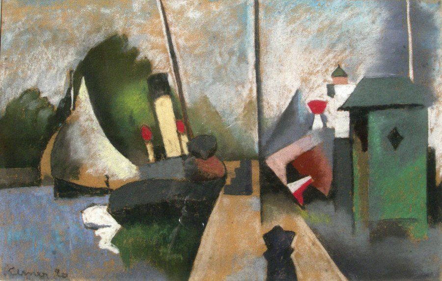 GERNEZ Paul Elie (1888-1948) SBG - Pastel "Le Port daté 1920" 32 x 49 cm