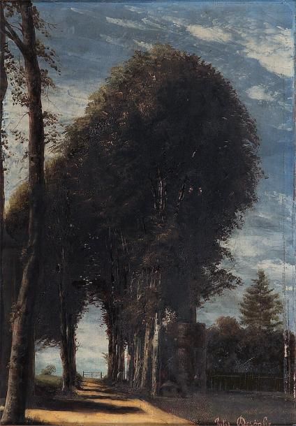 Jules DESOOFRE (Actif au XIX° siècle) Allée dans la campagne Sur sa toile d'orig&hellip;