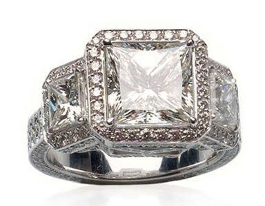 Null BAGUE en or gris, ornee d'un diamant taille princesse, 3,01 carats certifie&hellip;