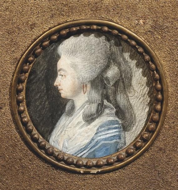 Joseph VALLIERE (Actif au XVIII° siècle) Portrait de femme en médaillon de profi&hellip;