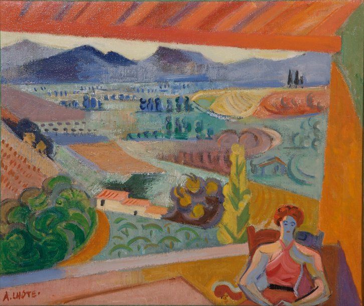 André LHOTE (1885-1962) Jeune Femme assise dans un paysage du Rhône Huile sur to&hellip;