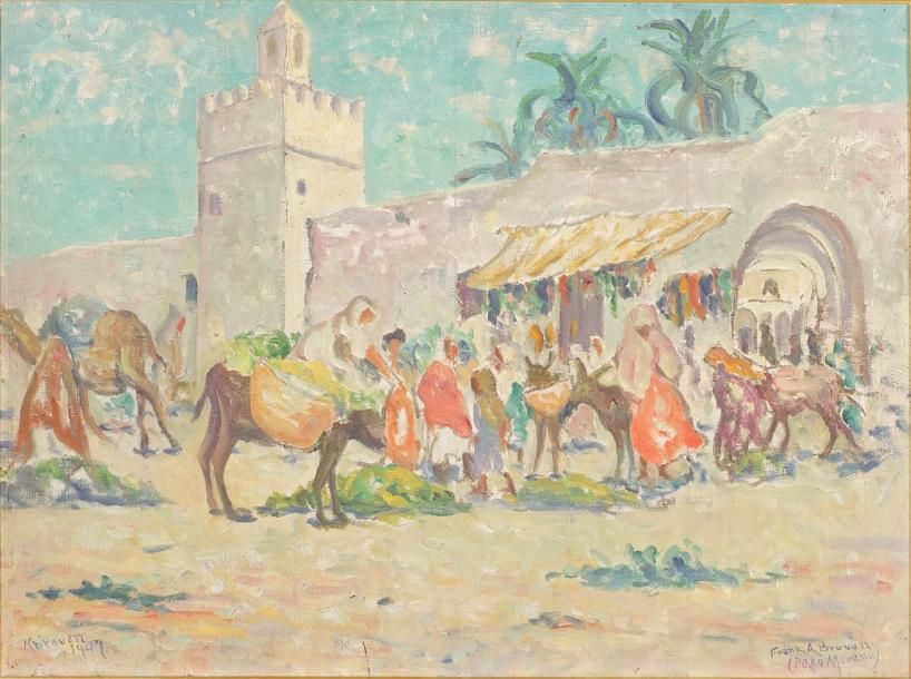 Frank A.BROWN, Paco MORENO «Kairouen», 1947 Huile sur toile 50,5 x 65,5 cm Signé&hellip;