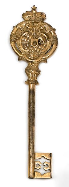 Null Clef de chambellan aux armes de l'Electeur Palatin en bronze ciselé et doré&hellip;