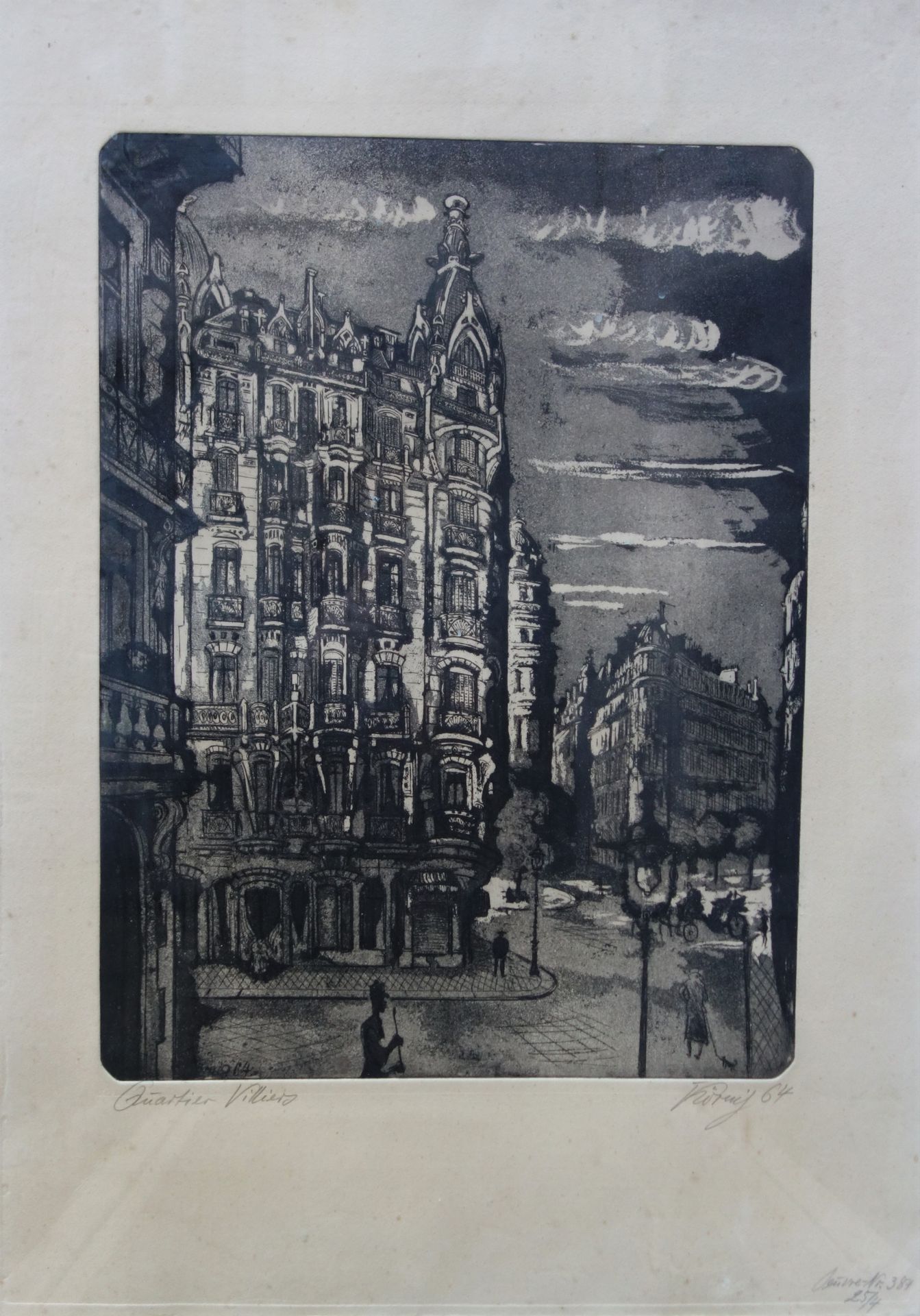 Franz PRIKING (1929-1979) 
Quartier Villiers
Lithograph in black, signed in penc&hellip;