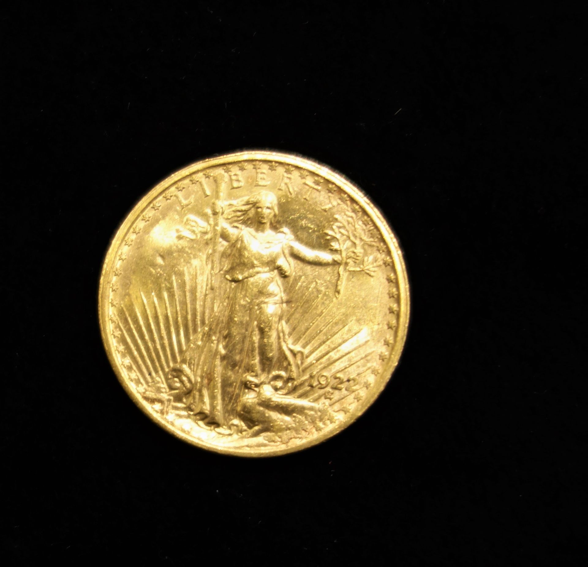 Null 20 US $ Liberty Goldmünze.
Gewicht: 33,42 g