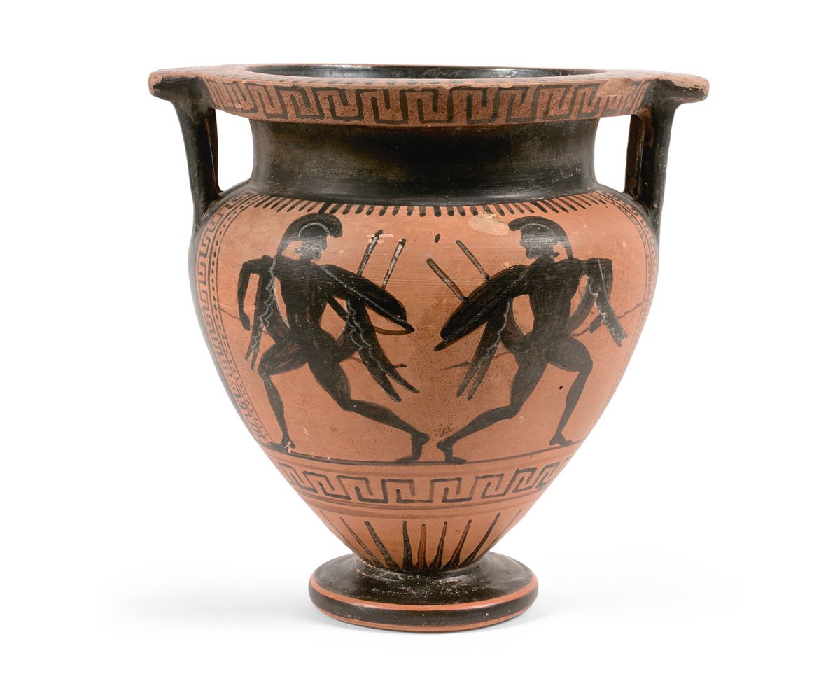 Null Columned krater with black figures representing on both sides: two hoplites&hellip;