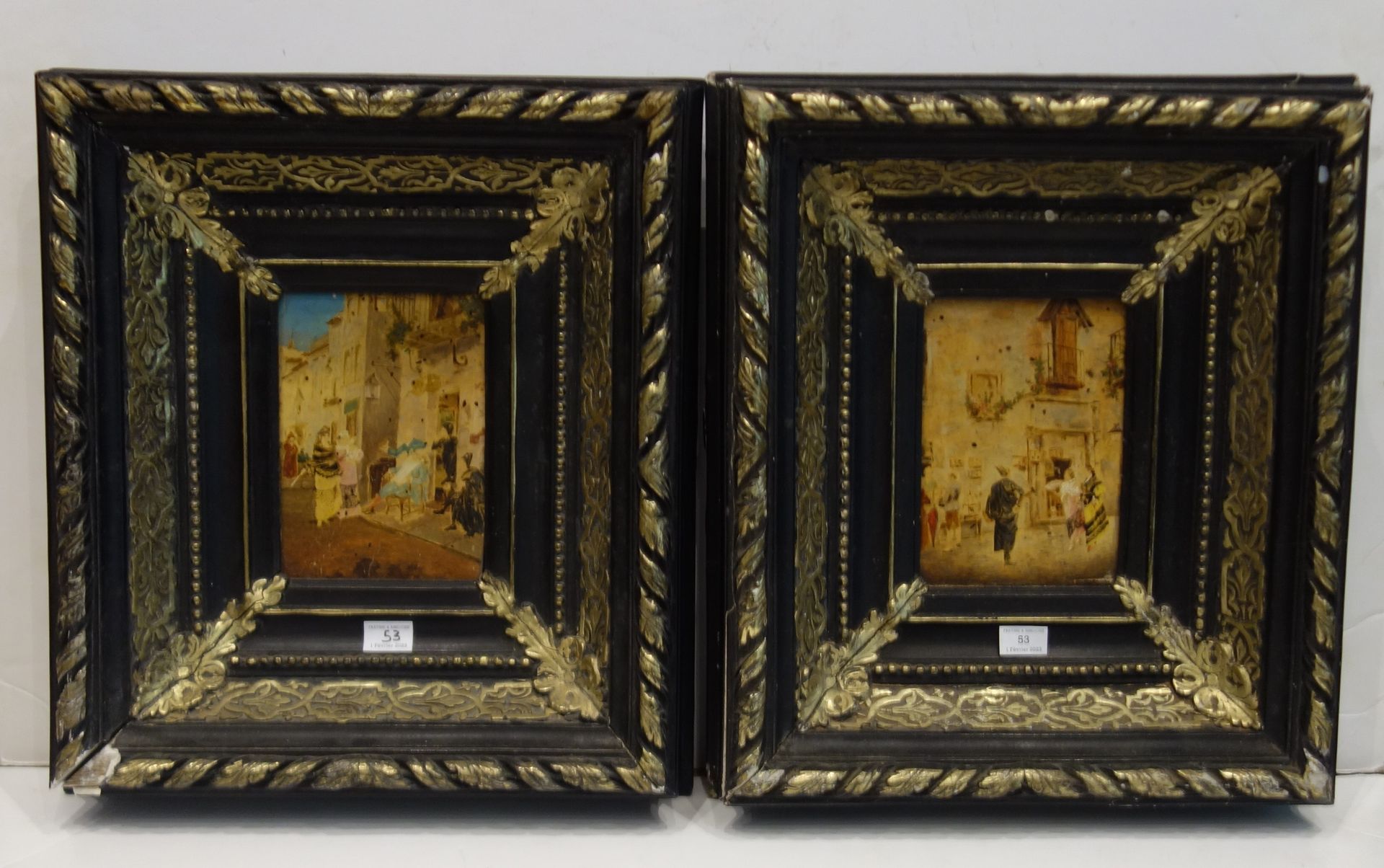 Ecole moderne Street scenes
Two oils on panel.
In blackened wood frames (acciden&hellip;