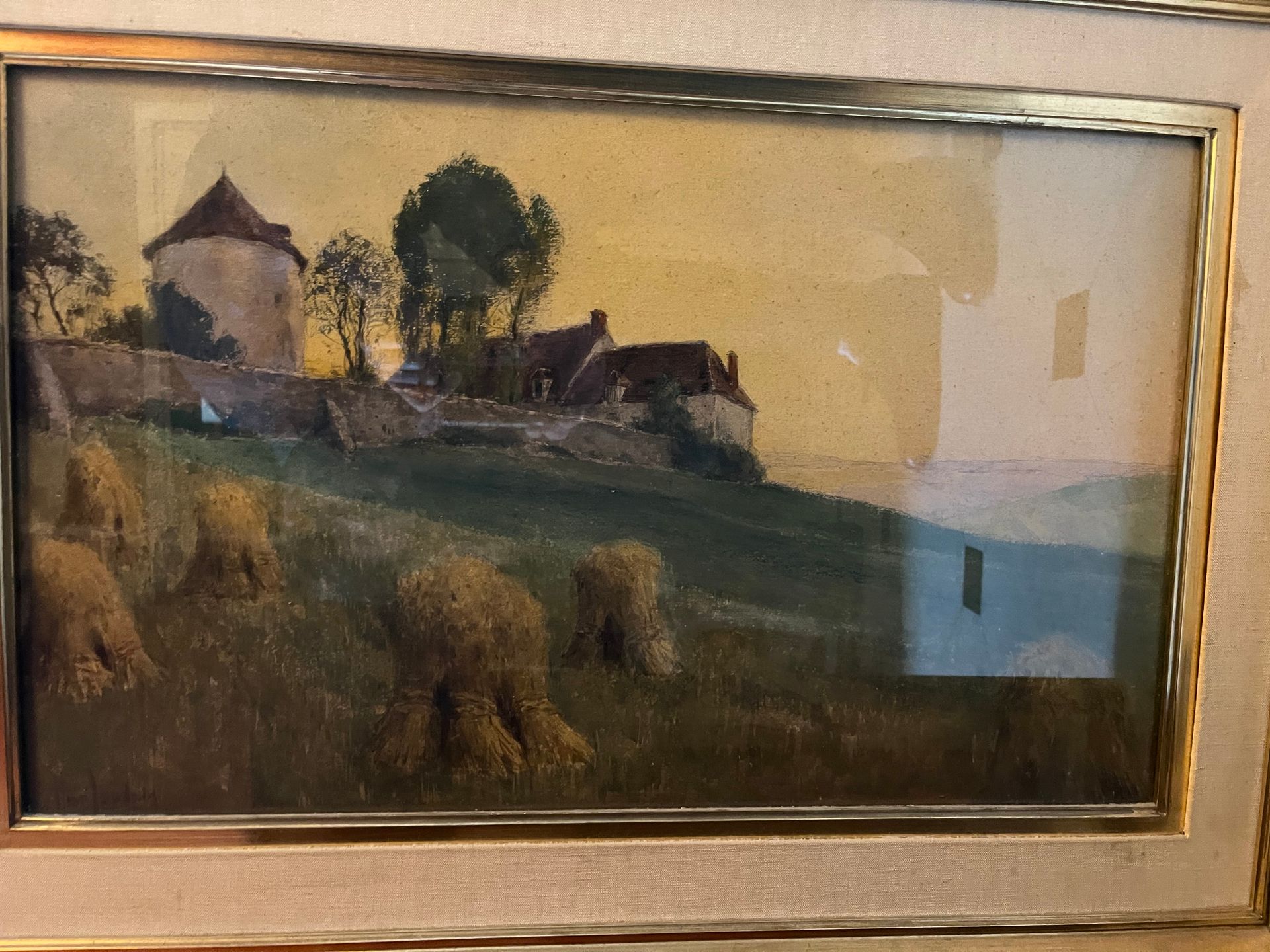Henri JOURDAIN (1864-1931) 普瓦图的收成
粉彩画，左下角有签名。
38,5 x 64 cm