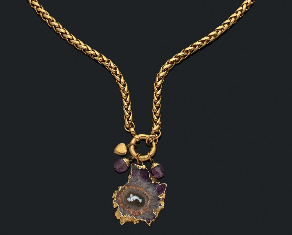 Edouard RAMBAUD Necklace in gold metal decorated with various charm's.
