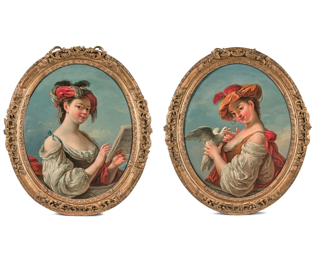 Louis-Jean-François LAGRENEE (1725-1805) The song - The dove
Pair of oval canvas&hellip;