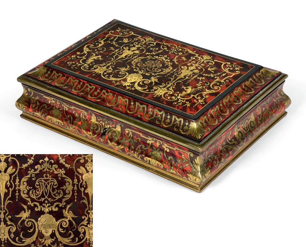 Null Boulle marquetry box with Zephir decoration, the lid with decoration after &hellip;
