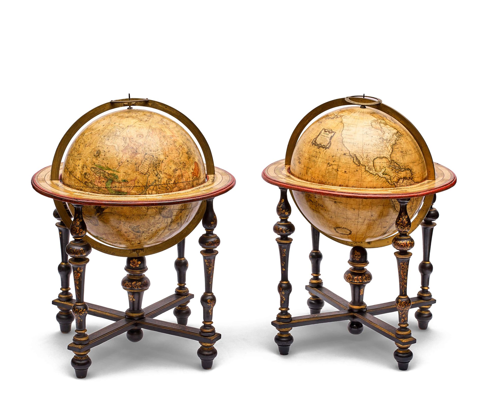 Null Deux globes de bureau céleste et terrestre pouvant former pendant. Le globe&hellip;