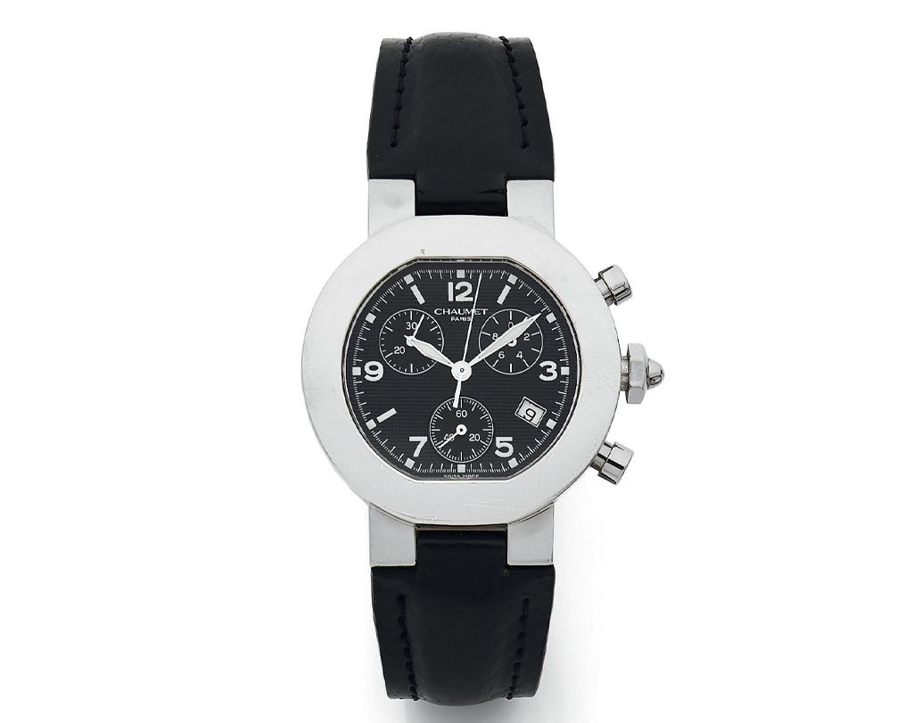 CHAUMET STYLE CHRONOGRAPHE Montre-bracelet chronographe en acier, cadran noir mo&hellip;