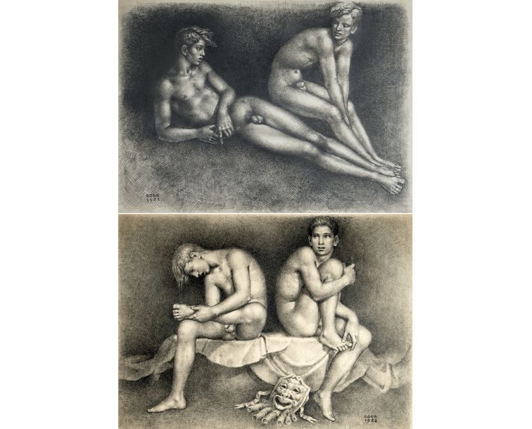 Gaston GOOR (1902-1977) Ephèbes, 1952
Paire de gravures.
27 x 37 cm