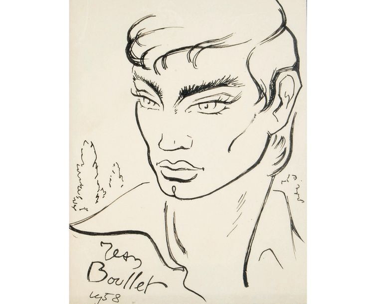 Jean BOULLET (1921-1970) Portrait, 1958
Encre sur papier, signée et datée en bas&hellip;