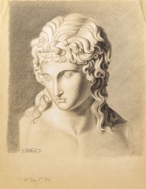 L.B. MILLIERE (XIXe siècle) Buste de l'Eros de Centocelle
Fusain et craie blanch&hellip;