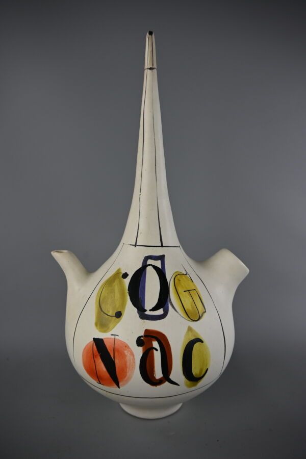 Null Roger CAPRON (1922-2006), Vallauris, "Cognac, Ceramic bottle, signed on the&hellip;