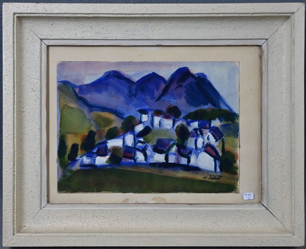 Null Marc DULOUT (1899-1974), "Paysage de montagne au village", Dibujo a la acua&hellip;
