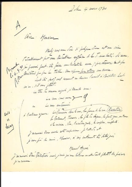 Null Marcel AYMÉ

Lettre autographe signée [à Bernard Grasset ou Louis Brun ?]

&hellip;