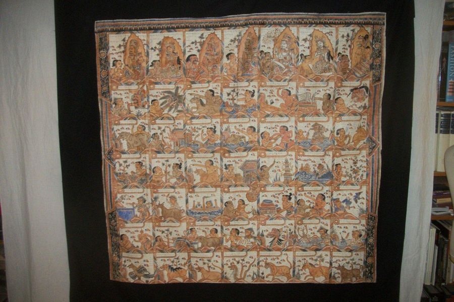 Null 日历，印尼巴厘岛，蜡染印刷的神话场景。1，28x1，34米