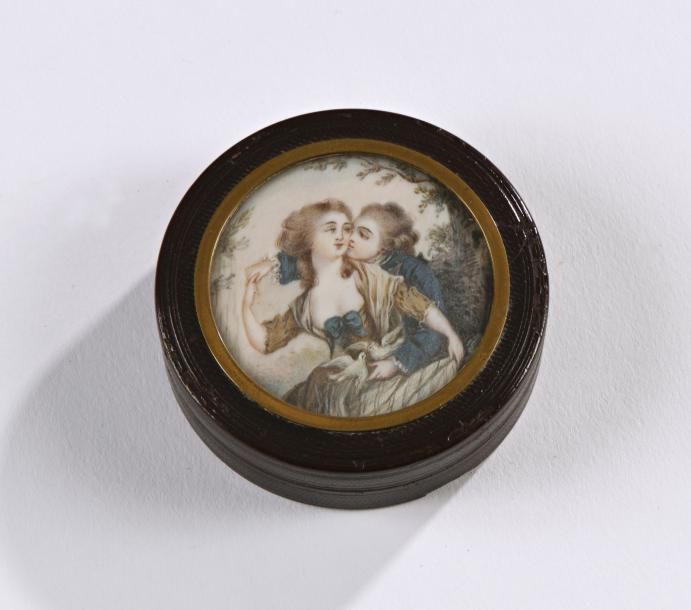 Null Boite en composition ornée d'une miniature "Scène galante" 

XIXe siècle 

&hellip;