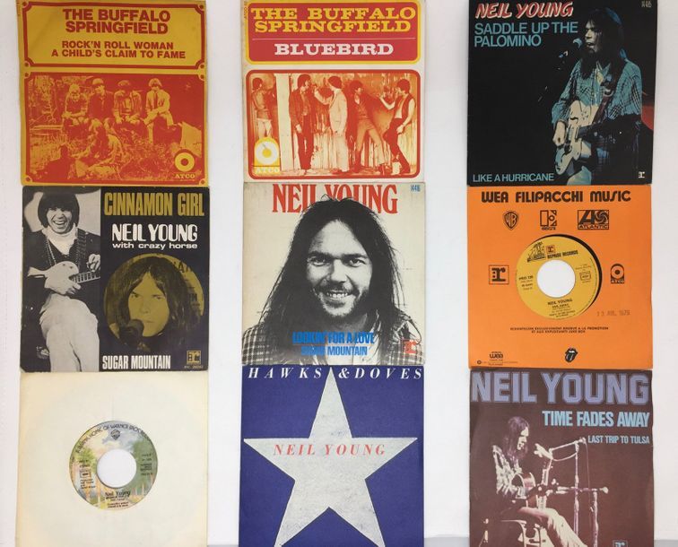 POP ROCK Lot de 9x 7“ de Neil Young et des Buffalo Springfield. Set of 9x 7“ of &hellip;