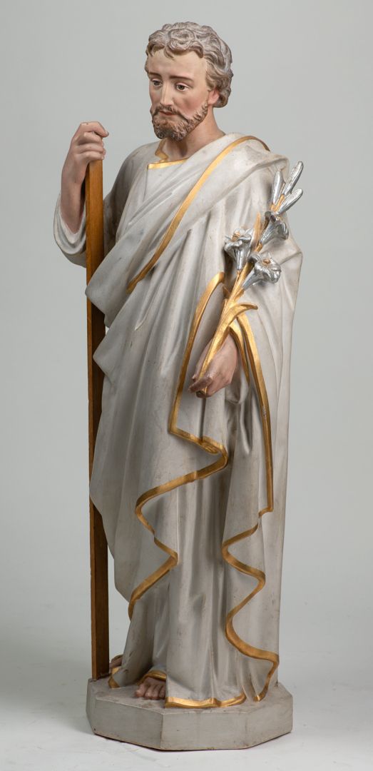Null Statue en platre représentant un homme religieux Saint Joseph H 80cm.