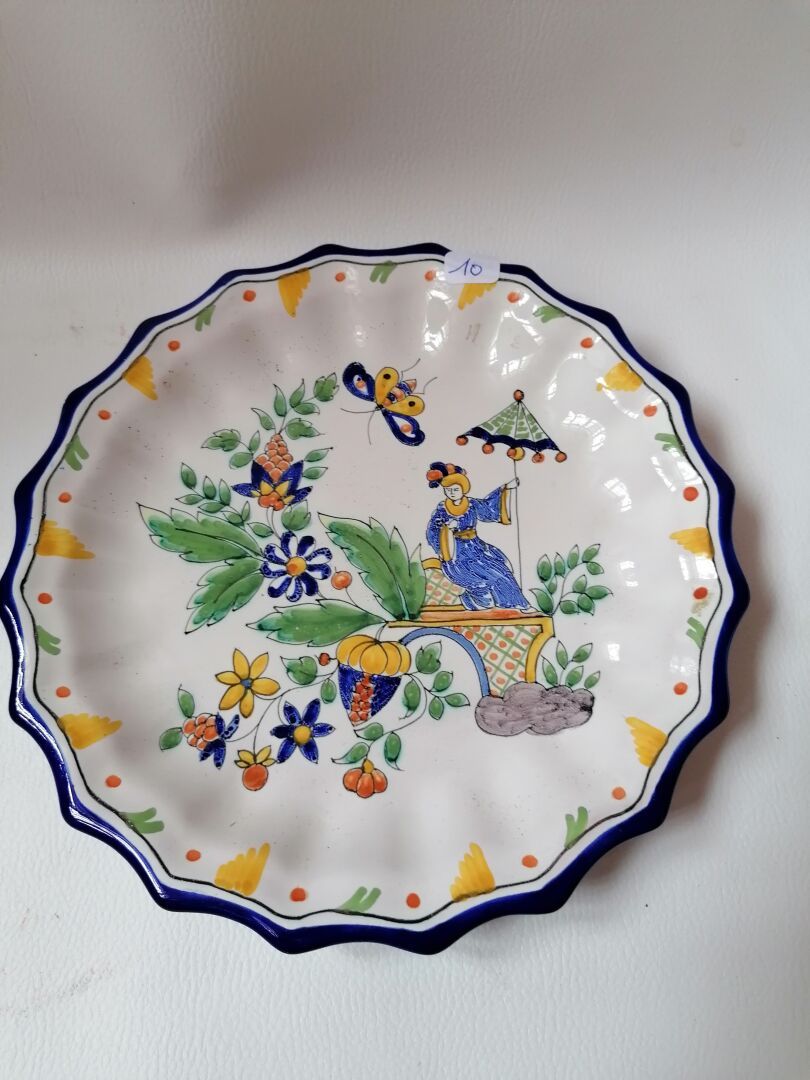 Null Assiette décor chinois Nevers MATAGNON, Diam : 21cm