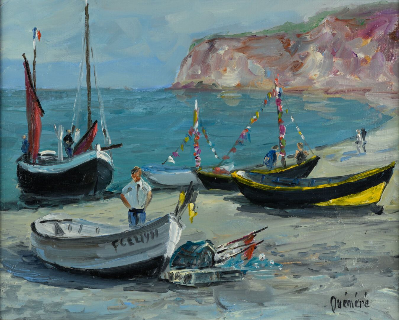 Null Jean QUEMERE "Plage de YPORT" HST, SBD, 41x33cm