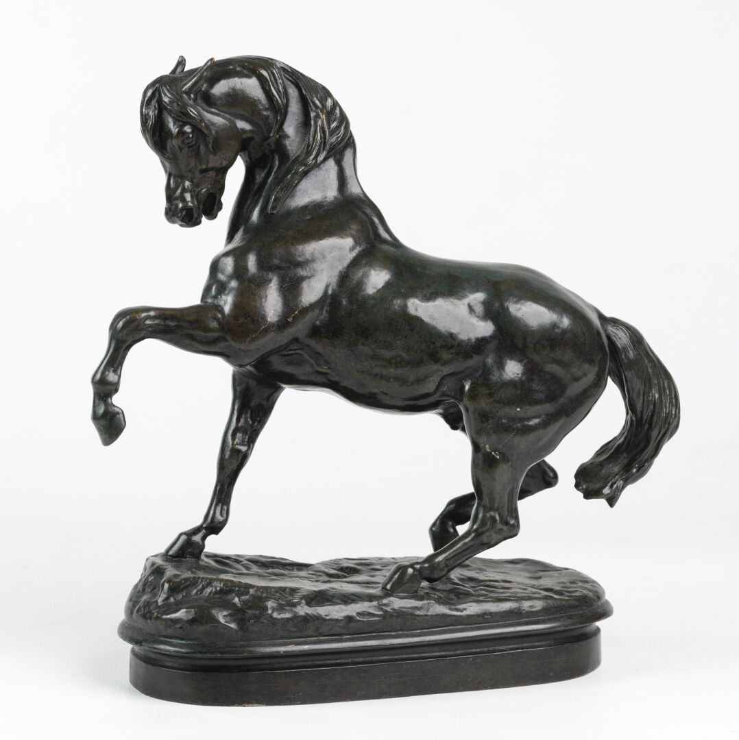 Null 
Antoine Louis BARYE (1795 - 1875) TURKISH HORSE N° 2 (左前部凸起，椭圆形台面) 青铜证明，黑色&hellip;