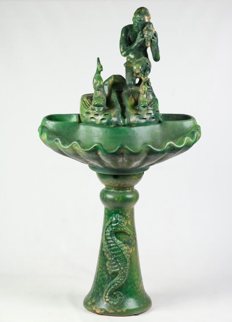 Null VALLAURIS "Fontaine Napolitaine" in ceramica smaltata, firmato VALLAURIS