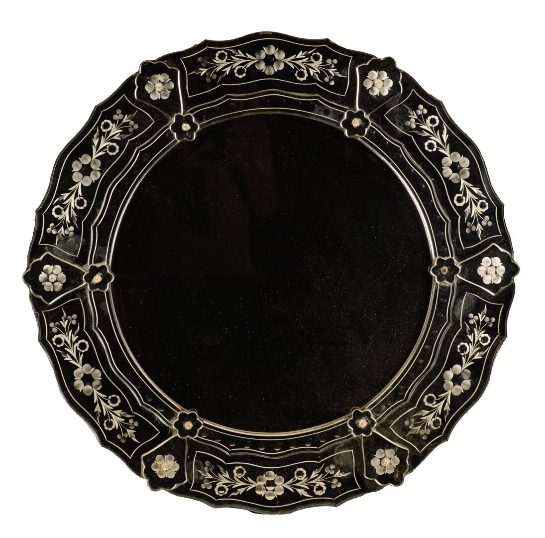 Null Venetian mirror with flowers Diameter 80cm