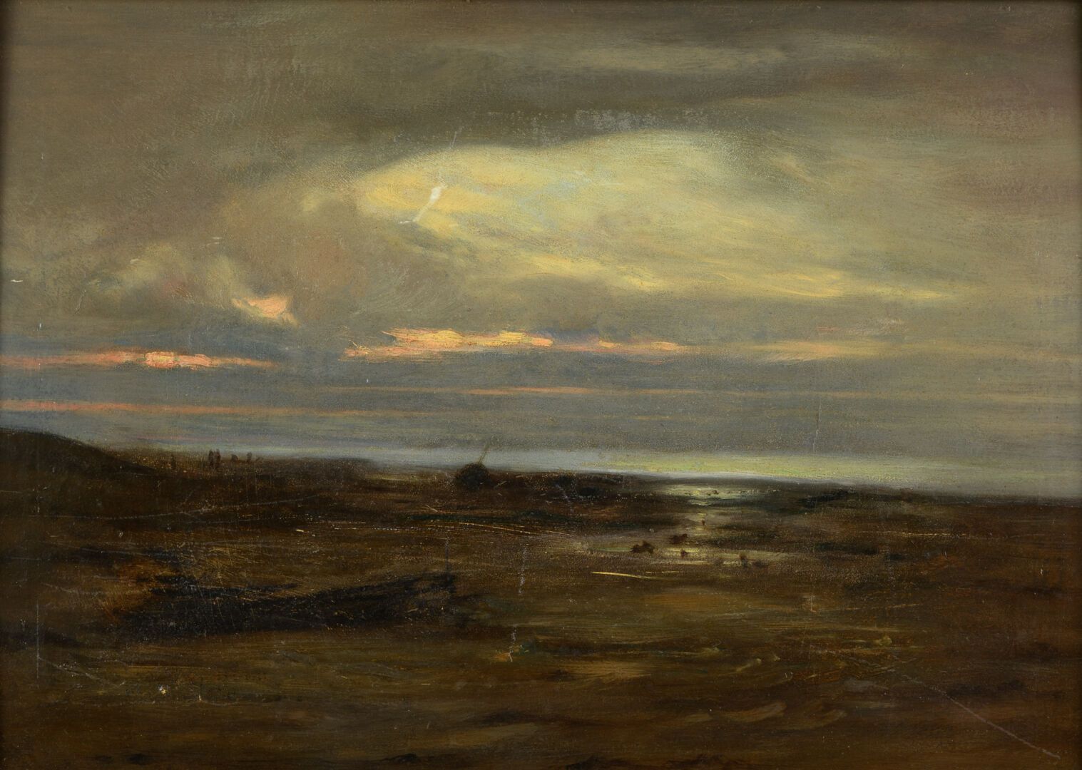 Null J.M. ROUSSEAU "Sunset at Granville" HSP, SBD, 31.5x45cm