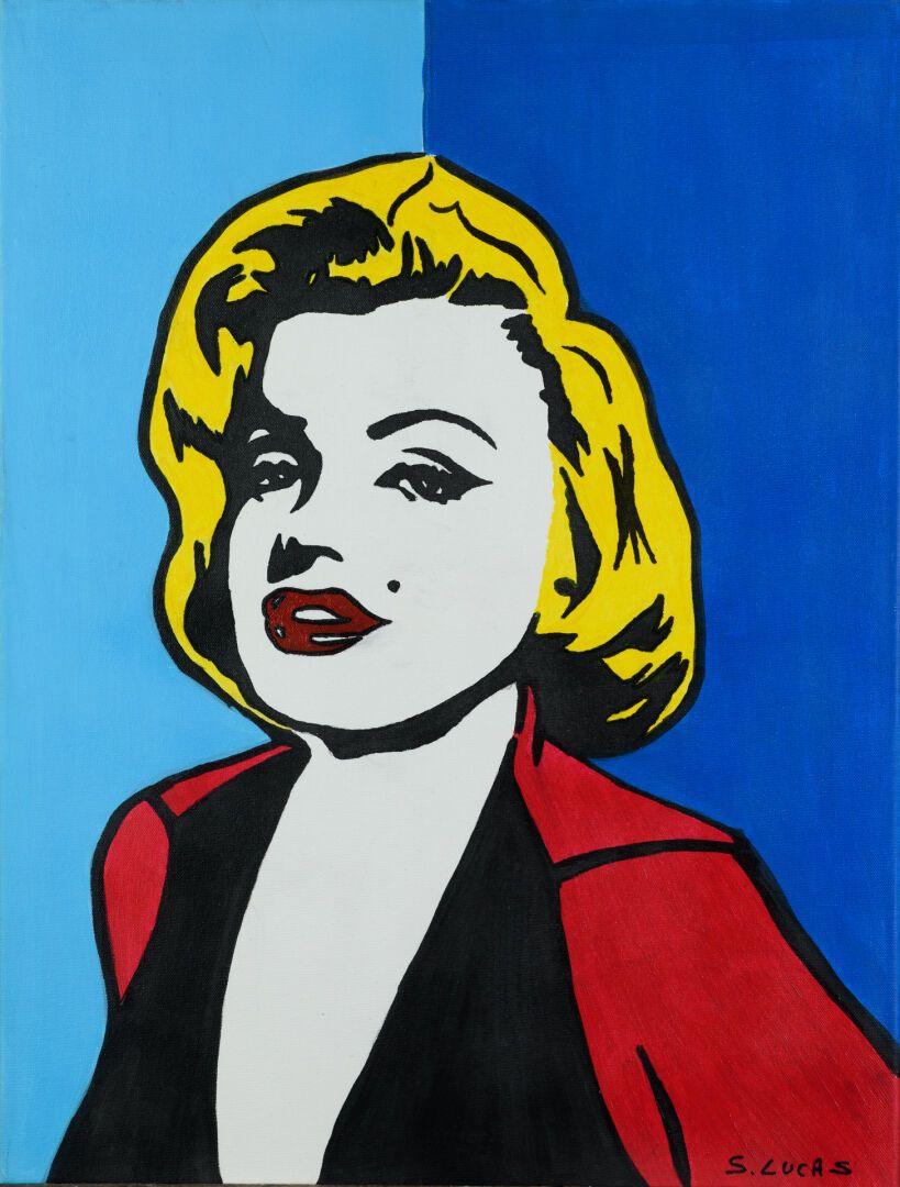 Null Sébastien LUCAS "Marylin" acrylic painting, SBD, signed and dated on the ba&hellip;