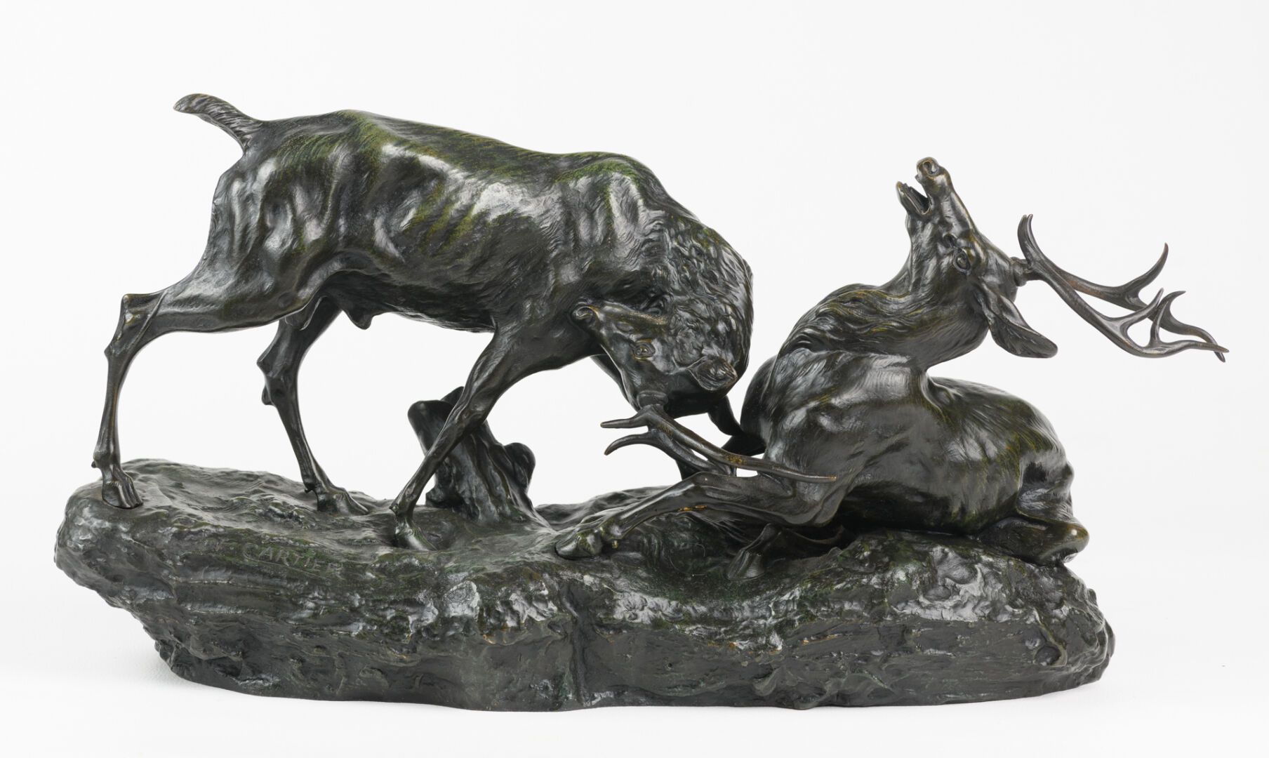 Null Thomas-François CARTIER 1879 -1943 «Combat de cerfs» Épreuve en bronze à pa&hellip;