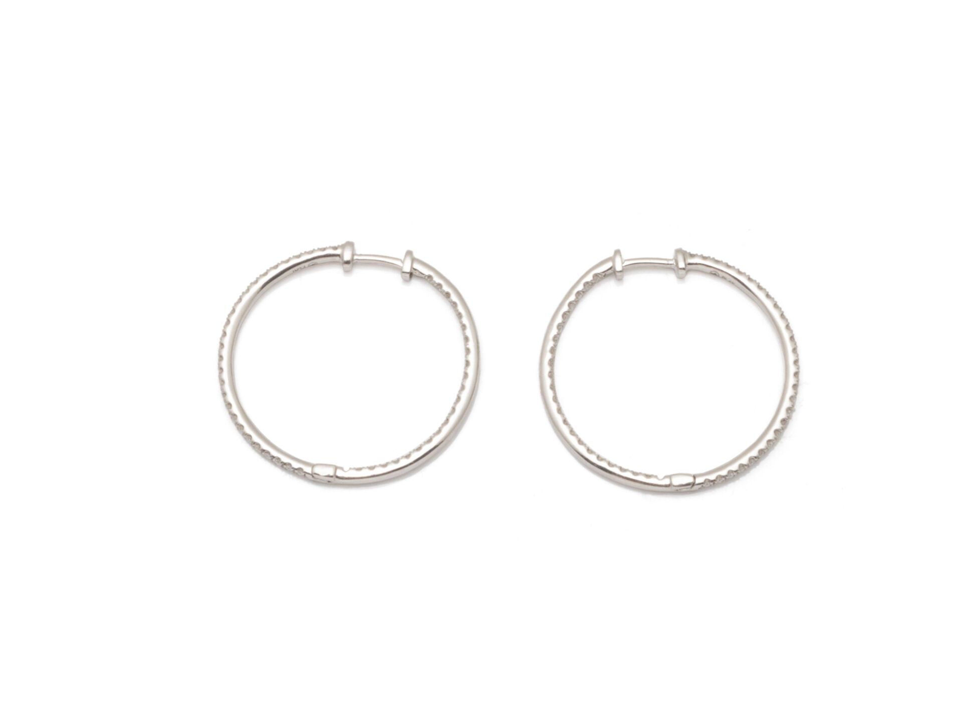 Null Pair of 850 thousandth platinum hoop earrings set with brilliant-cut diamon&hellip;