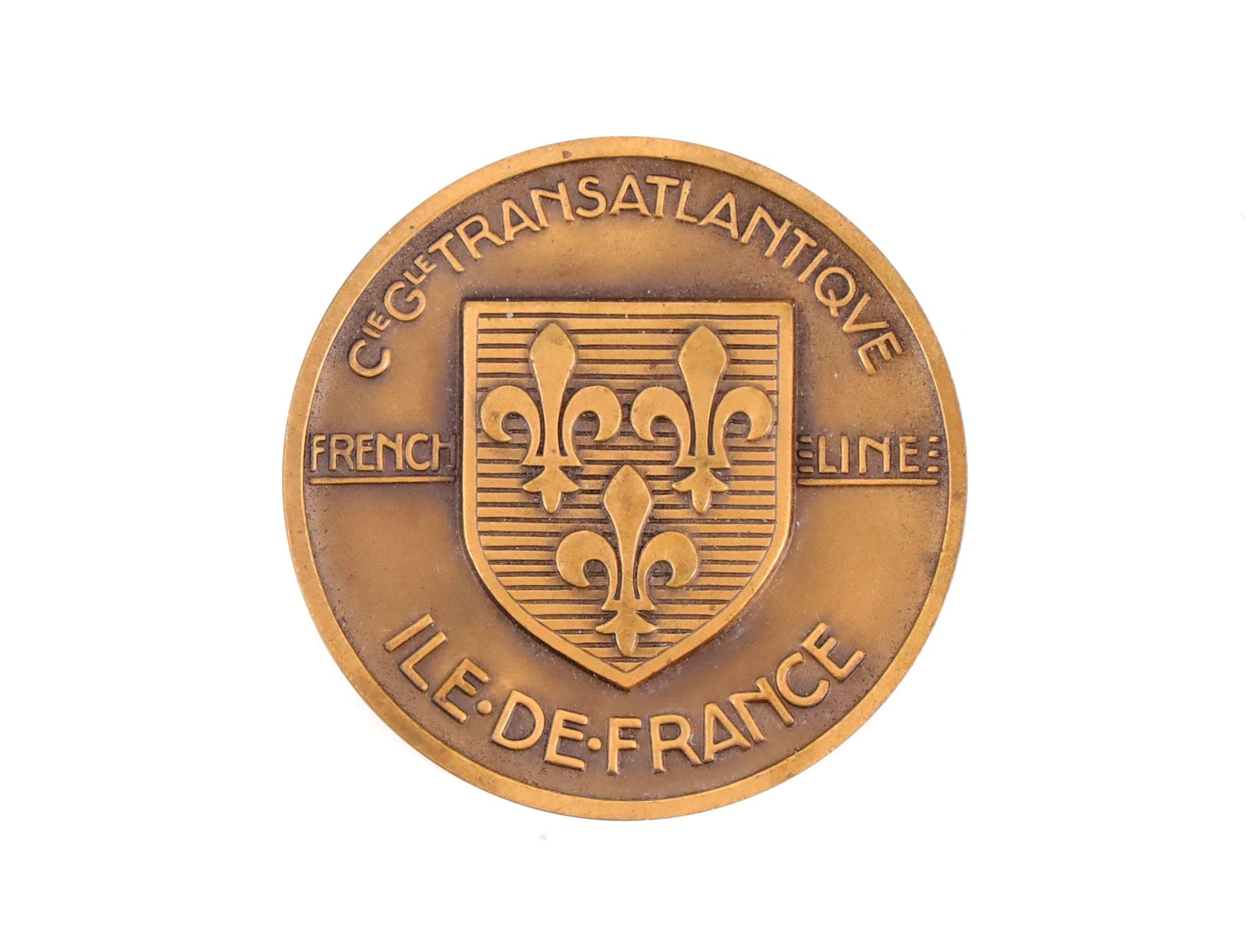 Null CGT Ile-de-France 1927. Medaille des Passagierschiffs aus Bronze nach Jean &hellip;