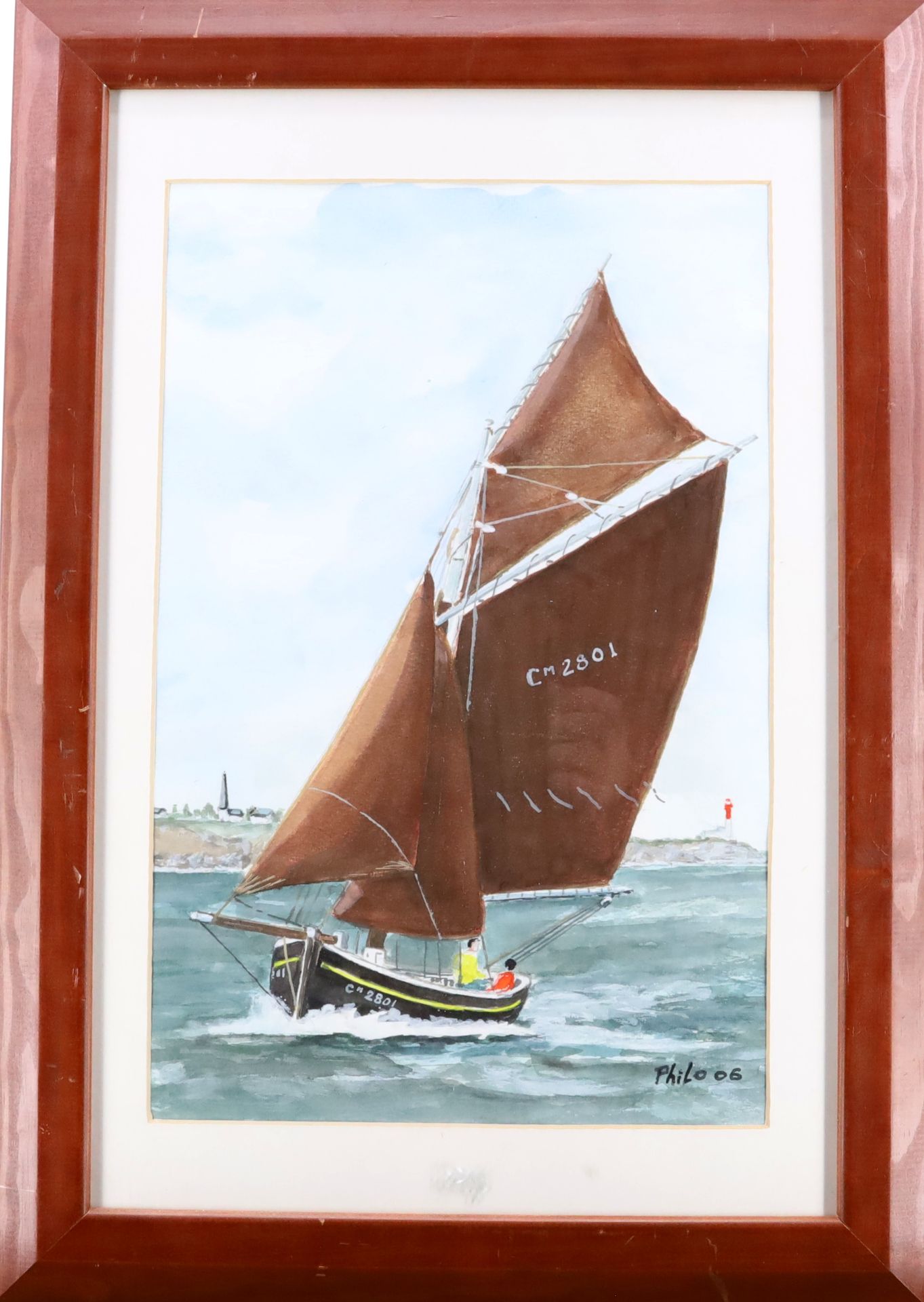 Null PHILO (XXIst century), Sloup caseyeur "Red ar Mor", Camaret, watercolor and&hellip;