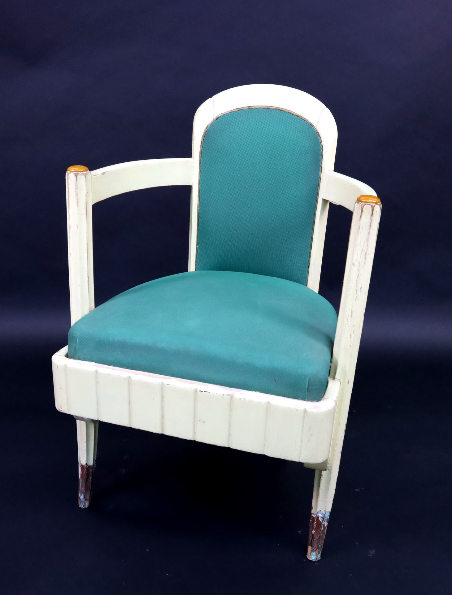 Null CGT Ile de France 1949 - White lacquered wood armchair from the Dining Room&hellip;