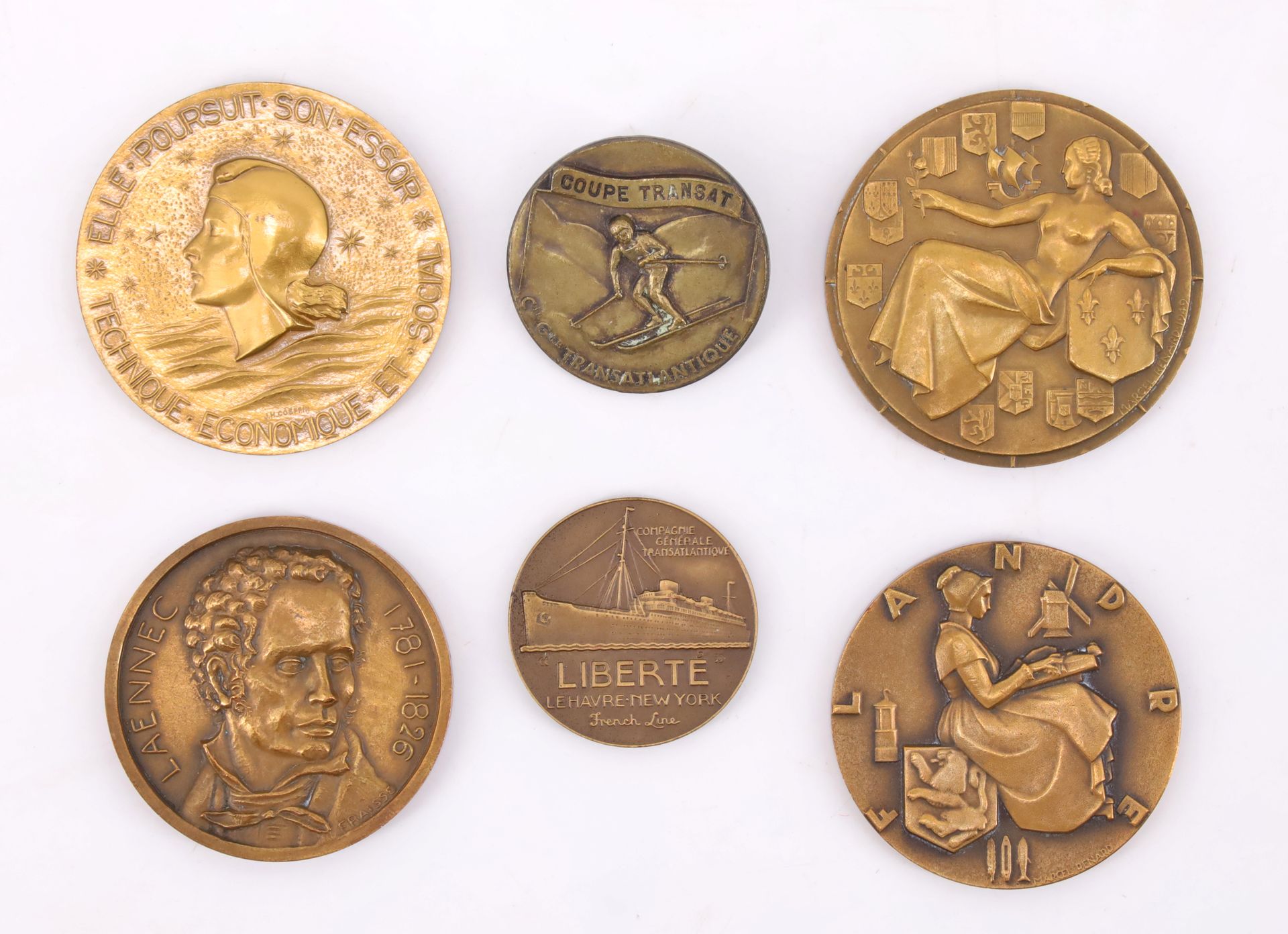 Null CGT Líneas Francesas Conjunto de medallas de bronce de los transatlánticos &hellip;