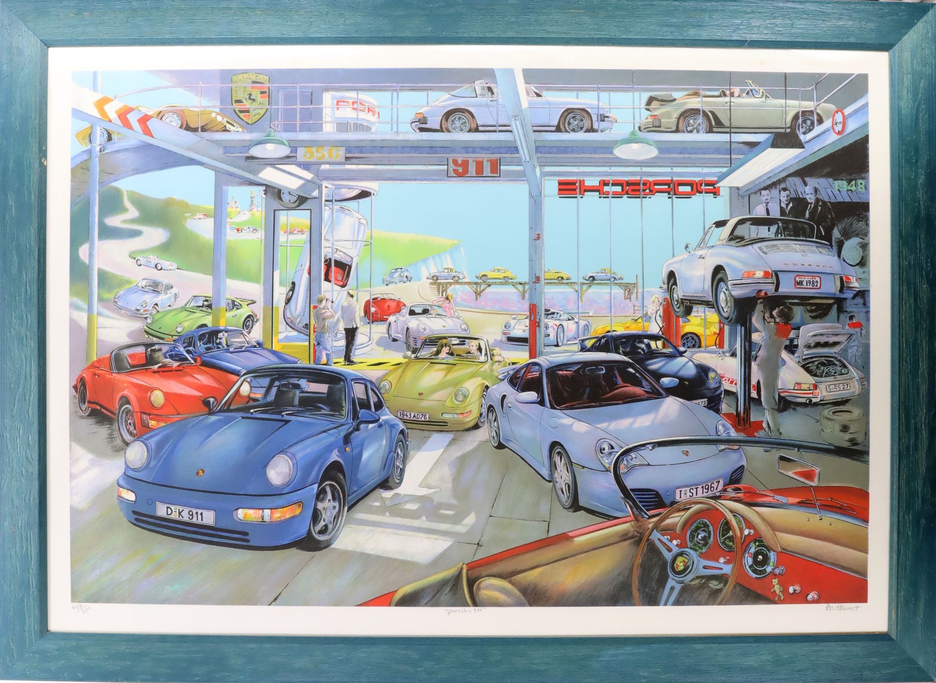 Null 
Daniel AUTHOUART (né en 1943), Porsche 911, lithographie en couleurs, numé&hellip;