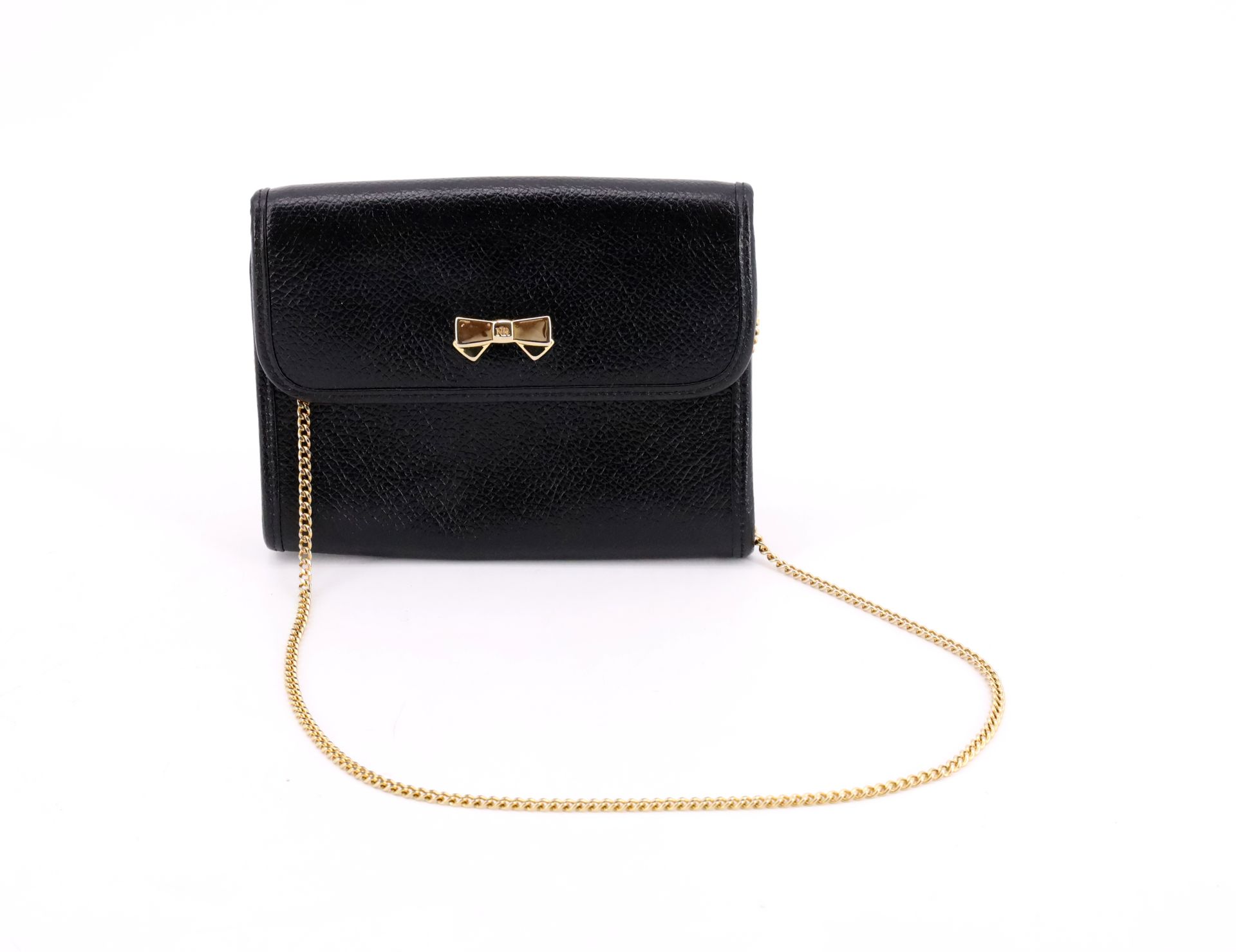 Null Nina RICCI - PARIS, Black leather minaudière with flap closing with a snap,&hellip;