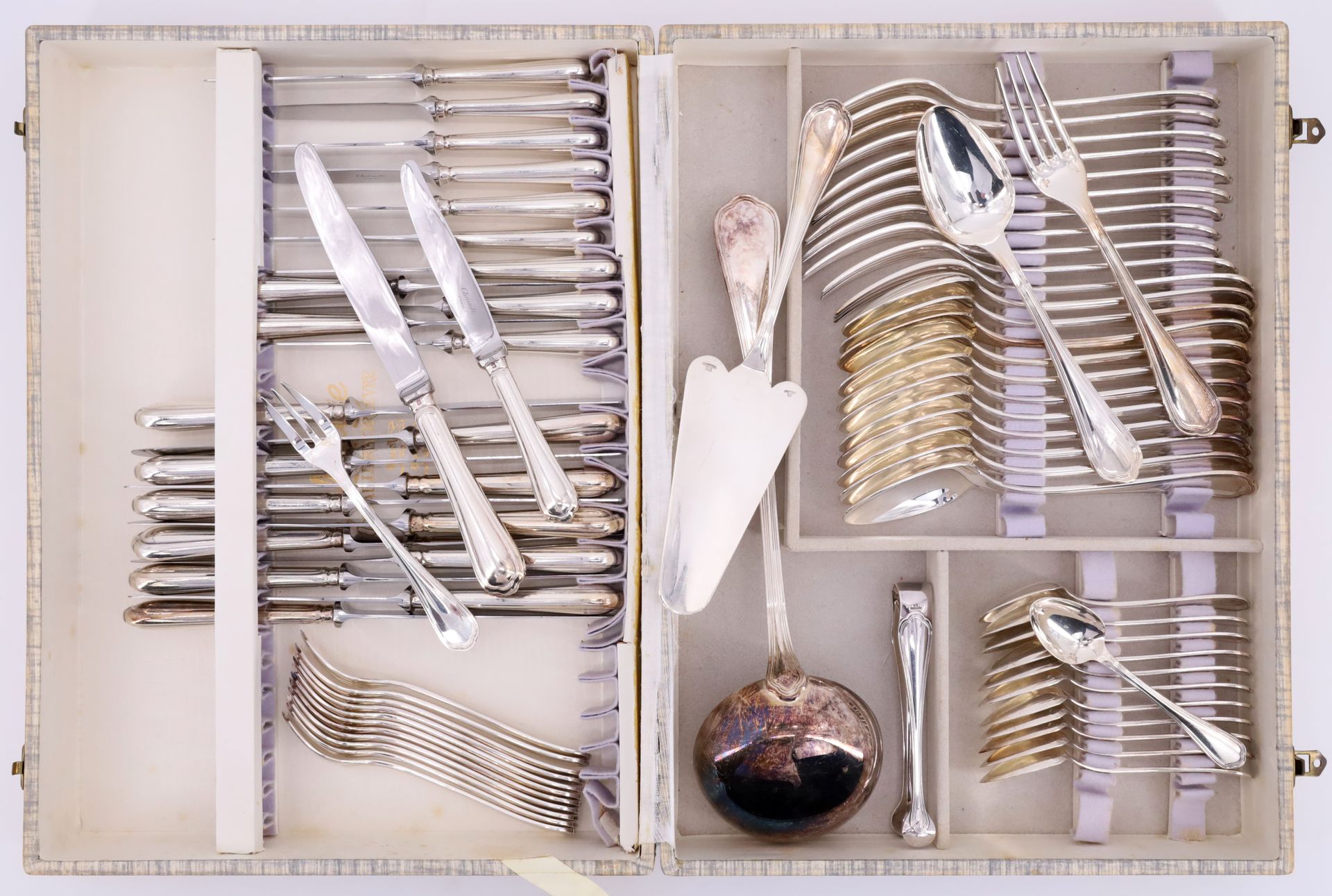 Null CHRISTOFLE - Set of silver plated cutlery, Spatours model, including twelve&hellip;