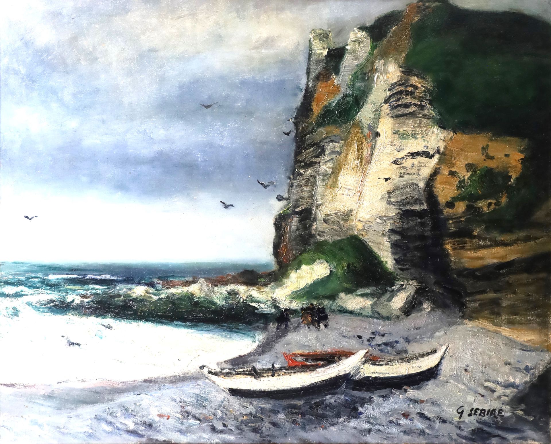 Null Gaston SEBIRE (1920-2001)，Tempête à Saint Jouin，布面油画，右下方有签名，背面有会签和标题 - 82 c&hellip;