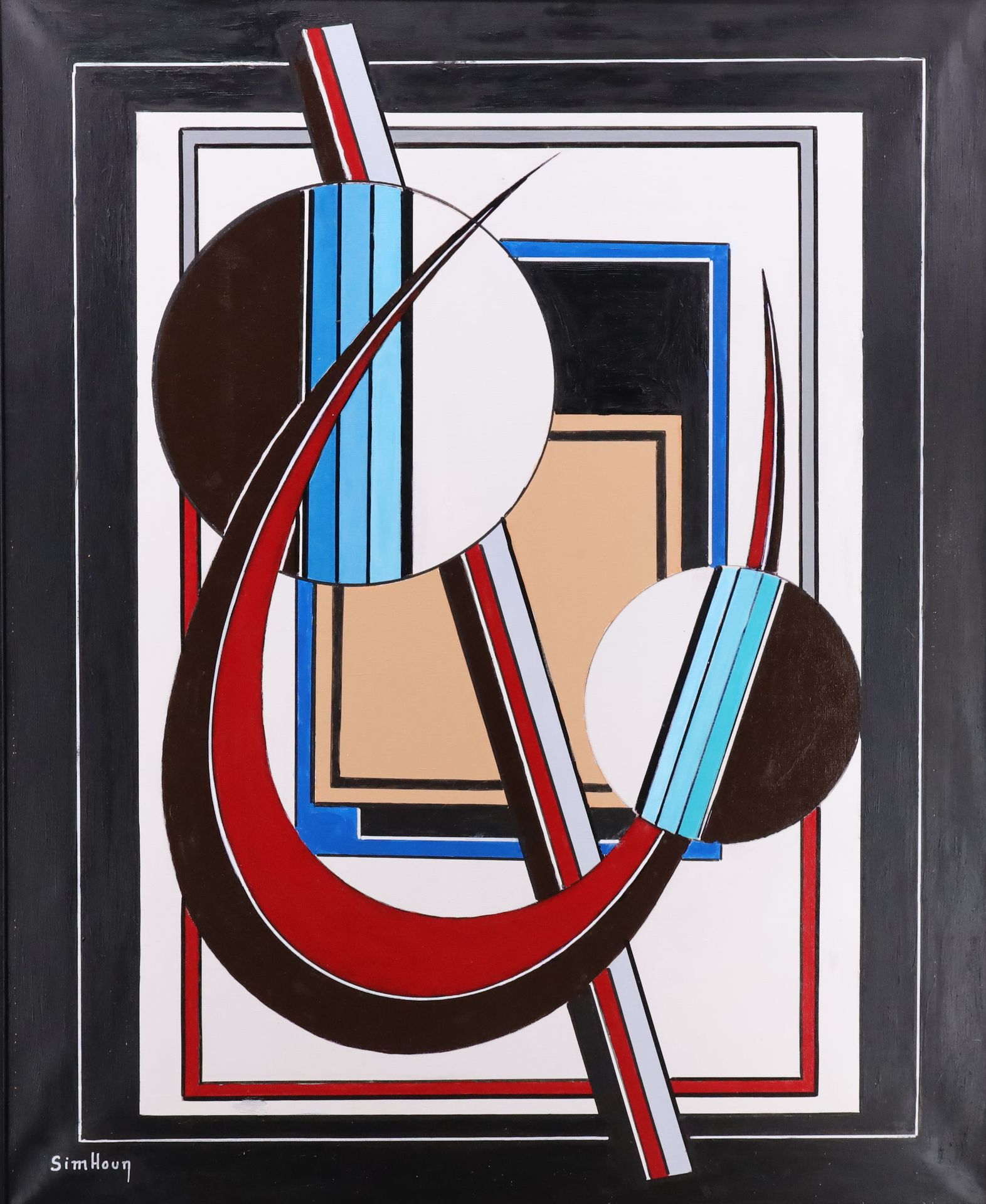 Null SIMHOUN (Xxe century), Composition, acrylic on canvas, signed lower left - &hellip;