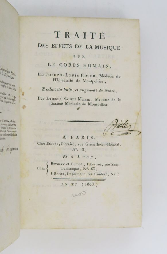 Null ROGER (Roger-Louis). Treatise on the effects of music on the human body. Tr&hellip;