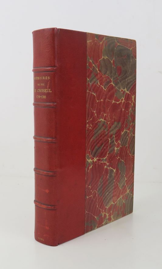 Null 乔伊瑟尔（艾蒂安-弗朗索瓦，公爵）。1719-1785年舒瓦瑟尔公爵的回忆录》。附有一份传真。巴黎，普朗，1904年。

8开本，红色半马洛尼卡，书脊&hellip;