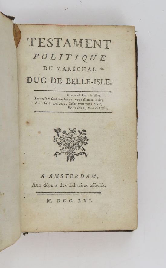 Null [CHEVRIER (François-Antoine)]. Testament politique du maréchal de Belle-Isl&hellip;