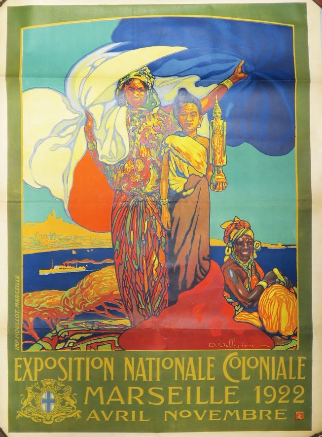 Null DELLEPIANE（大卫）。国家殖民博览会，马赛1922年。马赛，Moullot，1922年。

彩色平版画（107 x 78厘米）。状况良好。